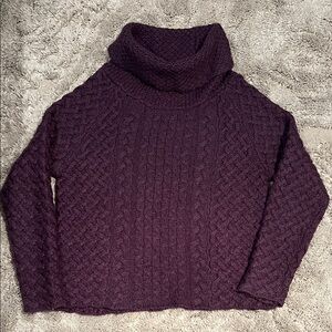 Women's Purple Cable Knit Sweater, M